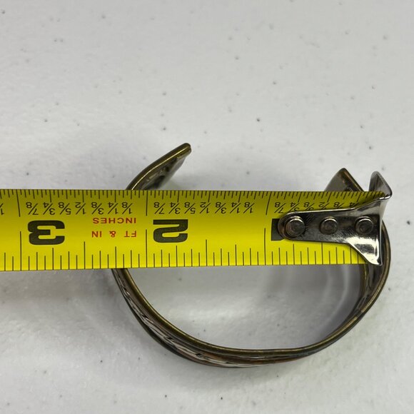 Vintage Mixed Metal Copper & Brass Open Cuff Bracelet With Braided Design - Picture 4 of 8